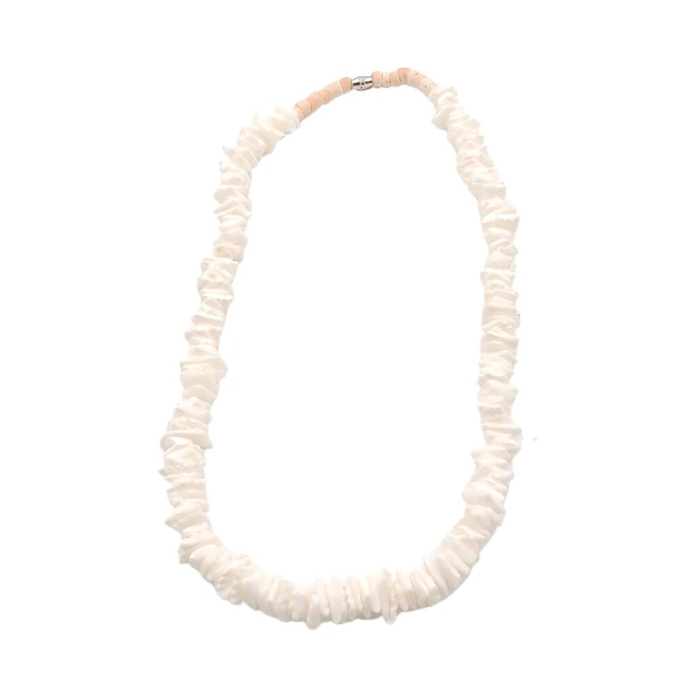 White Puka Shell Necklace 18” Heishi 90s Surfer Beach Boho Coastal Hawaiian